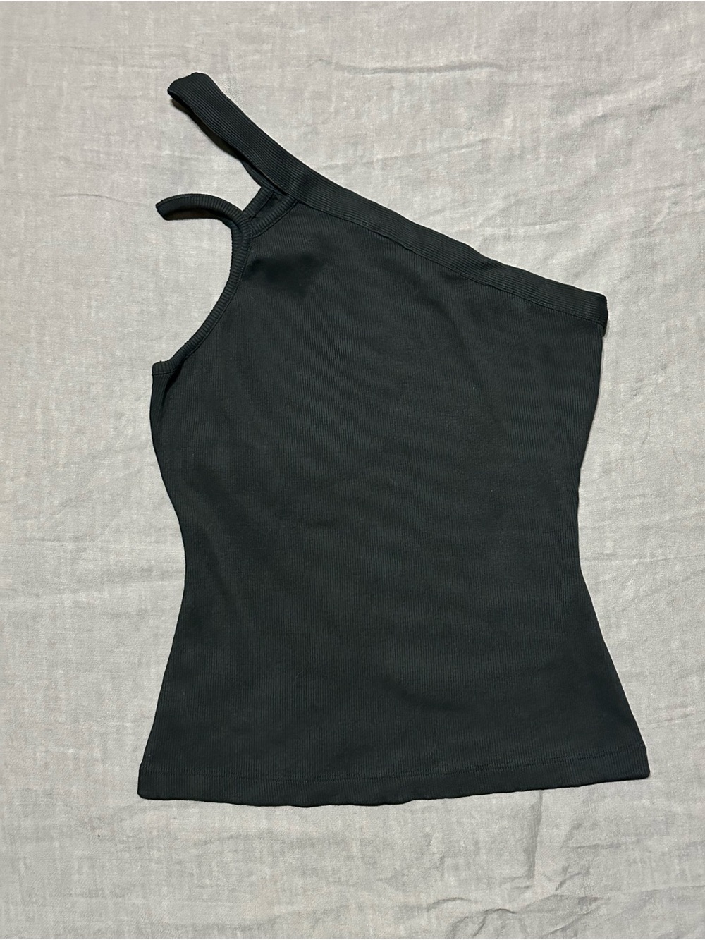 Anthropologie Black One-Shoulder Ribbed Tank
